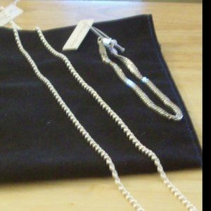 Italian Sterling Silver Rope Chain Necklace & Double Curb Chain Bracelet, NWTs